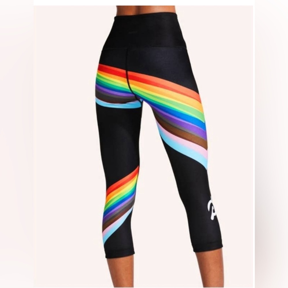 Peloton x WITH 2021 Pride Rainbow Flag Reversible Capri Leggings Size XS